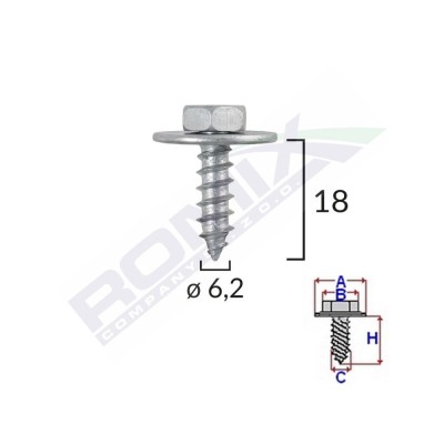 Surub Fixare Elemente Motor Pentru Toyota 6.2X18mm Set 10 Buc 134644 C60610-RMX foto
