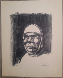 Cap de batrana// litografie Marcel Chirnoaga, exemplar de artist, Arbori, Ulei, Altul