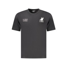 U.S. Grand POLO Tricou barbati din bumbac cu logo la baza gatului, negru, S