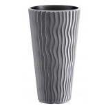 Cumpara ieftin Ghiveci Decorativ Argintiu Prosperplast Sandy Rotund Inalt 40x71 cm, 45L, Interior 18L, Gradina/Interior