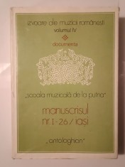 ?coala muzicala de la Putna: Manuscrisul nr. I - 26/ Ia?i. Antologhion din BCU Mihai Eminescu foto