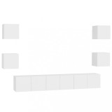 Set dulapuri TV, 7 piese, alb, lemn prelucrat