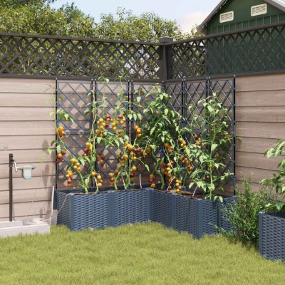 Ghiveci de gradina cu trellis 3 pcs Gri 120 x 40 x 143 cm PP foto