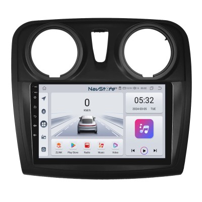 Navigatie Dedicata Android Dacia Logan Sandero (2012-2020), 9Inch, 4Gb Ram, 64Gb Stocare, Bluetooth, WiFi, Carplay foto