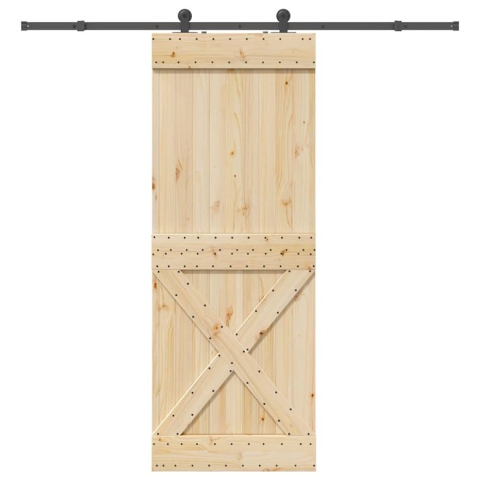 Ușă glisantă cu set de feronerie 85x210 cm, lemn masiv de pin
