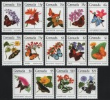 GRENADA 1994 FAUNA INSECTE FLUTURI, Nestampilat