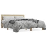 Cumpara ieftin Cadru de pat, stejar sonoma, 160x200cm, lemn prelucrat si metal