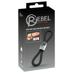 Inel erectie dublu pentru penis Heavy Rope Cock Strap with two Loops