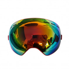 Ochelari ski si snowboard, lentila sferica dubla, demontabila, polarizata, ventilate anti-ceata, oglinda, rosu foto