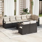 Cumpara ieftin Set de canapele pentru grădină cu pernă 9 pcs Maro, Crem