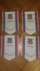 Lot Set Colectie 4 x Fanion fotbal Steaua Bucuresti anii 1980 Cupa Campionilor foto
