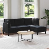 vidaXL Set de mobilier pentru living cu pernă 4 pcs Negru Catifea 3413755