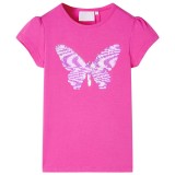 Gossi tricou de copii, maneci tip sapca, roz inchis, 104