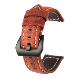 Curea piele naturala, compatibila Samsung Galaxy Watch8 44mm, Maro Aprins