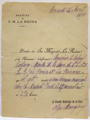 CARMEN SYLVA -Invitatie la Dineu, din 1895 foto