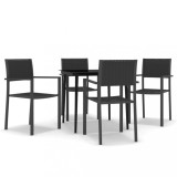 Set de servit masa pentru gradina, 5 piese, negru