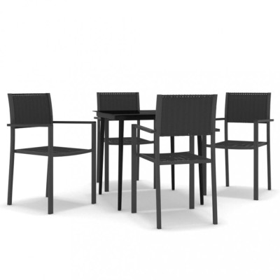 Set de servit masa pentru gradina, 5 piese, negru foto