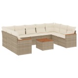 Cumpara ieftin Set canapele de gradina cu perne, 10 piese, bej, poliratan