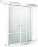 Usa culisanta Boss &reg; Duo model Event alb, 95+95x215 cm, sticla Gri securizata, glisanta in ambele directii, Modern Glass Art