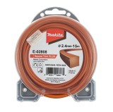 Fir motocoasa Makita E-02807 PERS12686, profil patrat, PVC, 2.4 mm x 15 m