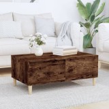 Masuta cafea Gossi stejar fumuriu 90x50x36.5 cm lemn prelucrat, sertar, blat robust, design scandinav