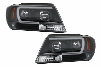 Faruri LED Jeep Grand Cherokee (1999-2004) Tube Light Negru Performance AutoTuning foto