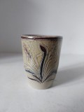 Pahar ceramic vintage, Germania, Kunstgewerbe Staudt, 9cm inaltime