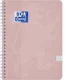 Caiet Oxford Touch Pastel, A4 80 file, hartie Optik 90g/mp, spira dubla, scribzee, patratele, culoare roz