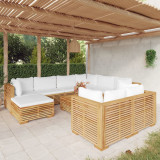 VidaXL Set mobilier grădină cu perne, 10 piese, lemn masiv de tec