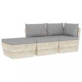 vidaXL Set mobilier grădină din paleți cu perne, 3 piese, lemn molid