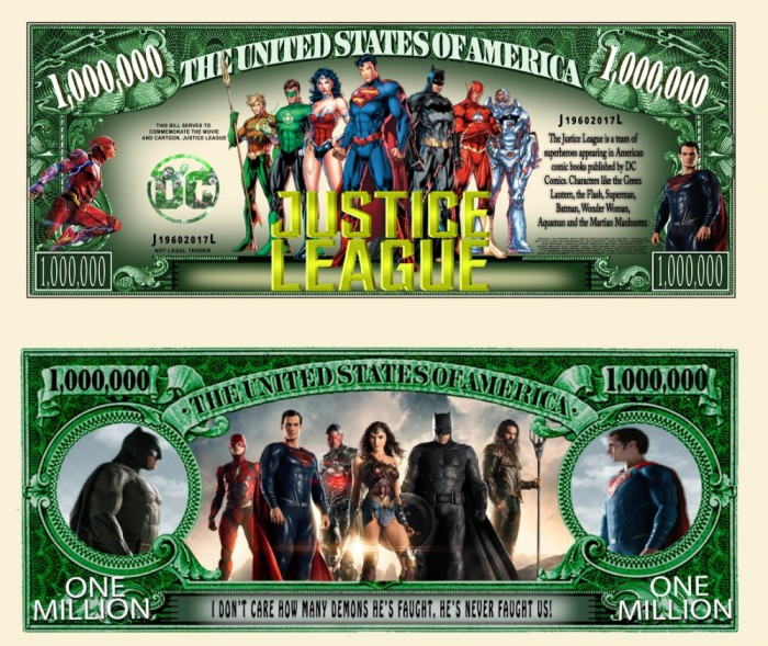 !!! SUA = FANTASY NOTE (TJ6) = FILMUL ,, JUSTICE LEAGUE &quot; - 2023 - UNC