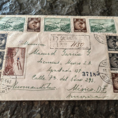 Plic circulat Calarasi- Mexico 1934, unicat, francatura exceptionala,27 timbre