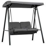 Outsunny Balansoar de Grădină 2 Locuri cu Acoperiș Reglabil și Perne, 144x117x173 cm, Gri &Icirc;nchis | Aosom Romania