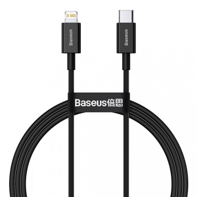 CABLU alimentare si date Baseus Superior, Fast Charging Data Cable pt. smartphone, USB Type-C la Lightning Iphone PD 20W, 1m, negru &amp;quot;CATLYS-A01&amp;quot; (timb foto