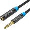 Cablu prelungitor audio stereo Jack 3.5 mm mama-tata 2m aurit negru
