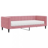 Cumpara ieftin Pat de zi cu saltea, roz, 80x200 cm, catifea
