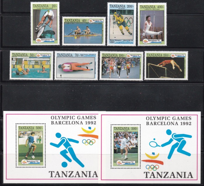 Tanzania 1992 - Jocurile Olimpice - Albertville și Barcelona, Serie+2 Colite,MNH