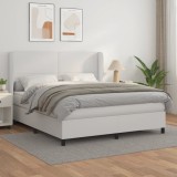 Cumpara ieftin Pat cu arcuri, cu saltea, alb, 180x200 cm, piele ecologică