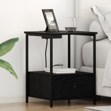 vidaXL Cabinet de noptiere cu stație de &icirc;ncărcare 2 pcs Stejar negru