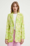 Never Fully Dressed blazer din amestec de in culoarea verde, un singur rand de nasturi, modelator