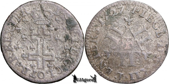 1727, 12 Deniers - Leopold I - Ducatul Lorenei (superioare)