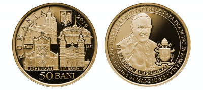 SV * BNR 50 BANI 2019 * Vizita Apostolică Papa Francisc in Romania * UNC din fasic foto