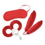 Catuse cu blanita - Crushious Visul Indragostitilor Set Bondage pentru Incepatori Rosu Include Catuse Pene Tachinare si Masca