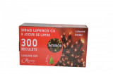 Instalatie de Craciun sirag luminos cu 8 jocuri de lumini 300 de LED-uri rosii 15 m