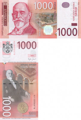SERBIA █ bancnota █ 1000 Dinara █ 2006 █ P-52 █ UNC █ necirculata foto