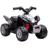 AIYAPLAY Quad Electric pentru Copii 18-36 Luni din PP si Metal cu Lumini LED, Claxon si Pedale, 65.5x38.5x43.5 cm, Negru | Aosom Romania