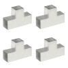 Conectori grinda, forma T, 4 buc, 101x101 mm, metal galvanizat
