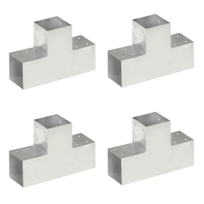 Conectori grinda, forma T, 4 buc, 101x101 mm, metal galvanizat