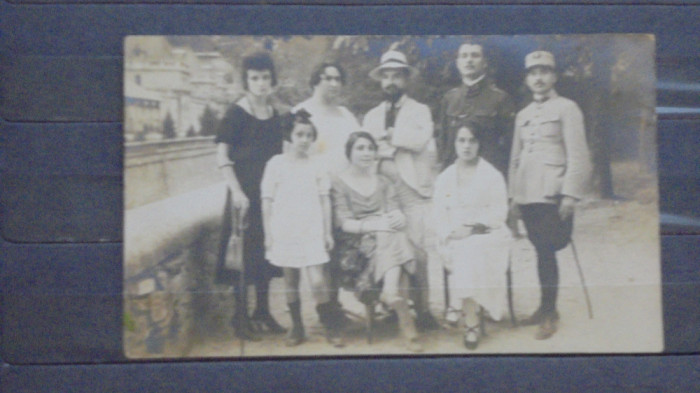 FAMILIE CU OFITERI LA BAILE HERCULANE, ANII 1910 - STAMPILA ATELIER KRAKOVSKY