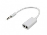 Splitter adaptor audio, jack 3.5 mm la 2 x jack 3.5 mm mama, alb